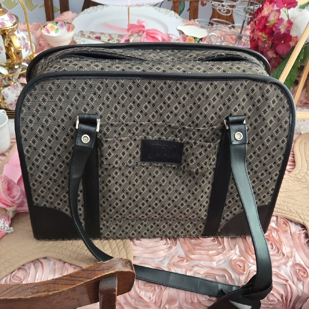 Joy Mangano Black and Tan Patterned Tote